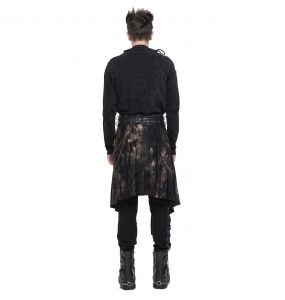 Mi-Jupe Kilt Asymétrique 'Taurus' Noire et Cuivre