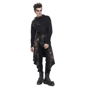 Mi-Jupe Kilt Asymétrique 'Taurus' Noire et Cuivre