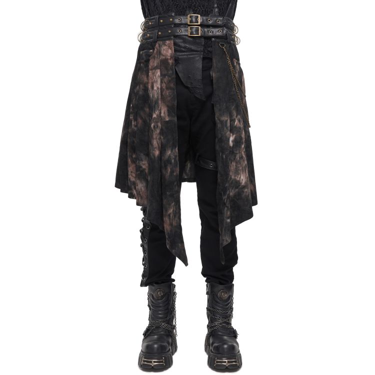 Mi-Jupe Kilt Asymétrique 'Taurus' Noire et Cuivre