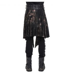 Mi-Jupe Kilt Asymétrique 'Taurus' Noire et Cuivre