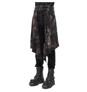 Mi-Jupe Kilt Asymétrique 'Taurus' Noire et Cuivre