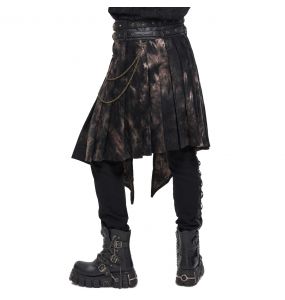 Mi-Jupe Kilt Asymétrique 'Taurus' Noire et Cuivre