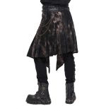 Mi-Jupe Kilt Asymétrique 'Taurus' Noire et Cuivre