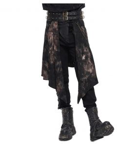Mi-Jupe Kilt Asymétrique 'Taurus' Noire et Cuivre
