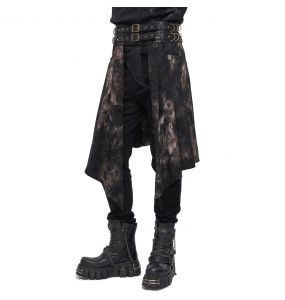 Mi-Jupe Kilt Asymétrique 'Taurus' Noire et Cuivre