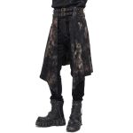 Mi-Jupe Kilt Asymétrique 'Taurus' Noire et Cuivre