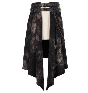 Mi-Jupe Kilt Asymétrique 'Taurus' Noire et Cuivre