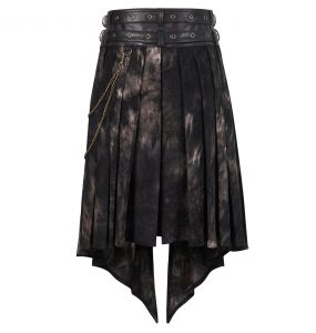 Mi-Jupe Kilt Asymétrique 'Taurus' Noire et Cuivre