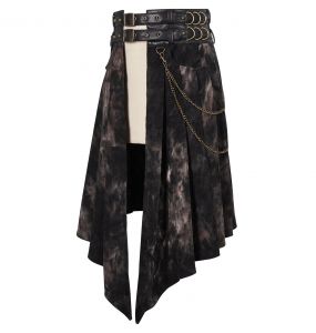 Mi-Jupe Kilt Asymétrique 'Taurus' Noire et Cuivre