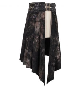 Mi-Jupe Kilt Asymétrique 'Taurus' Noire et Cuivre