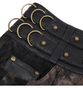 Mi-Jupe Kilt Asymétrique 'Taurus' Noire et Cuivre