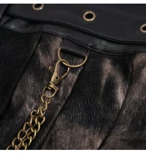 Mi-Jupe Kilt Asymétrique 'Taurus' Noire et Cuivre