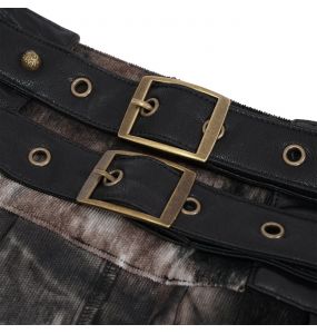 Mi-Jupe Kilt Asymétrique 'Taurus' Noire et Cuivre