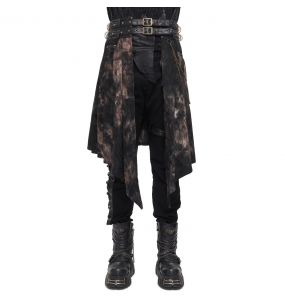 Mi-Jupe Kilt Asymétrique 'Taurus' Noire et Cuivre