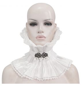 White Pleated Unisex Stand Collar