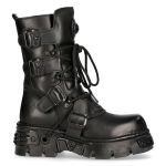 Bottes New Rock Metallic Oxido en Cuir Noir