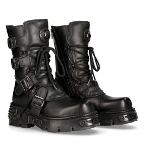 Bottes New Rock Metallic Oxido en Cuir Noir