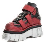 Black and Red Leather New Rock Metallic Shoes
