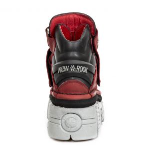 Black and Red Leather New Rock Metallic Shoes