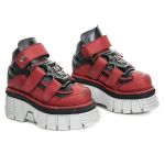 Black and Red Leather New Rock Metallic Shoes