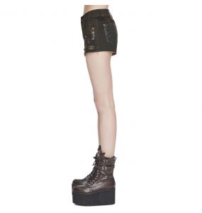 Brown 'Steampunk Gear' Shorts