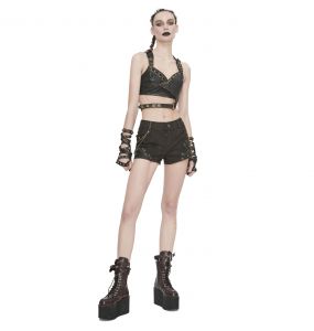 Brown 'Steampunk Gear' Shorts