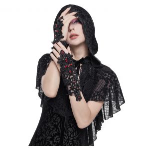 Black Gothic 'Flower-Shaped' Arm Warmers with Diamonds