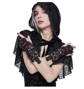 Black Gothic 'Flower-Shaped' Sleeves with Diamonds
