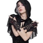 Black Gothic 'Flower-Shaped' Arm Warmers with Diamonds