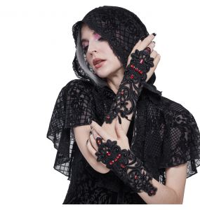 Black Gothic 'Flower-Shaped' Arm Warmers with Diamonds