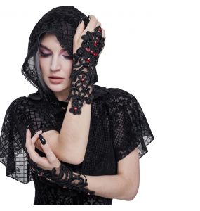 Black Gothic 'Flower-Shaped' Arm Warmers with Diamonds