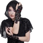 Black Gothic 'Flower-Shaped' Arm Warmers with Diamonds