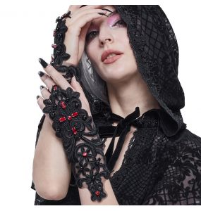 Black Gothic 'Flower-Shaped' Arm Warmers with Diamonds