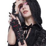 Black Gothic 'Flower-Shaped' Arm Warmers with Diamonds