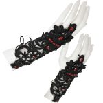 Black Gothic 'Flower-Shaped' Arm Warmers with Diamonds