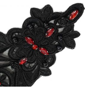 Black Gothic 'Flower-Shaped' Arm Warmers with Diamonds