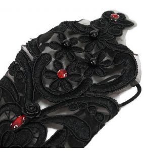 Black Gothic 'Flower-Shaped' Arm Warmers with Diamonds