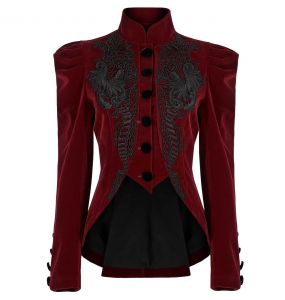 Veste Gothique 'Alluria' en Velours Rouge
