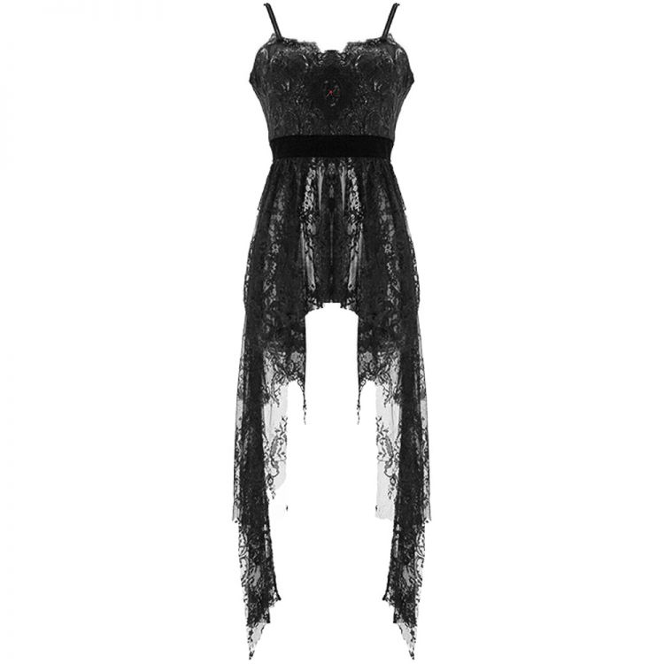 Black Lace and Jacquard 'Fael' Asymmetrical Dress