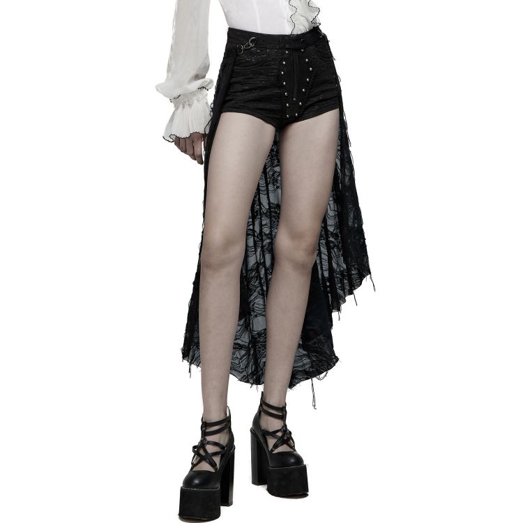 Black 'Coffin' Hot Pants with Overskirt