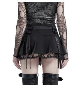 Black 'Punk Decadent' Pleated Mini Skirt