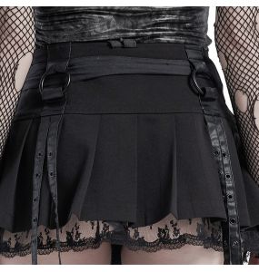 Black 'Punk Decadent' Pleated Mini Skirt