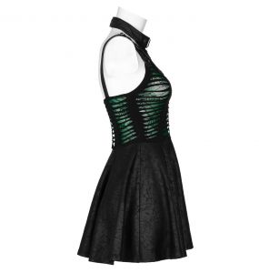 Black and Green 'Willow' Mini Dress