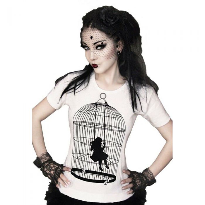 T-Shirt 'Girl in the Cage' Blanc