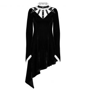 Black Velvet and White Lace 'Ishtar' Mini Dress