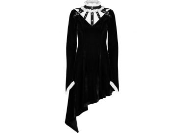 Black Lace and White Velvet 'Ishtar' Mini Dress