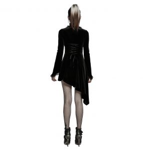 Black Lace and Velvet 'Ishtar' Mini Dress