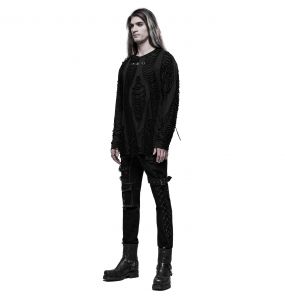 Black 'Goth Broken' Long Sleeves Sweater