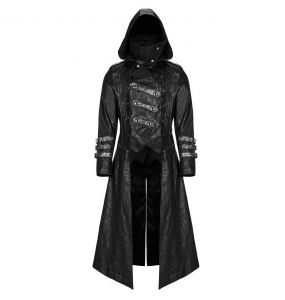 Black Hooded 'Scorpio' Men's Jacket-Coat