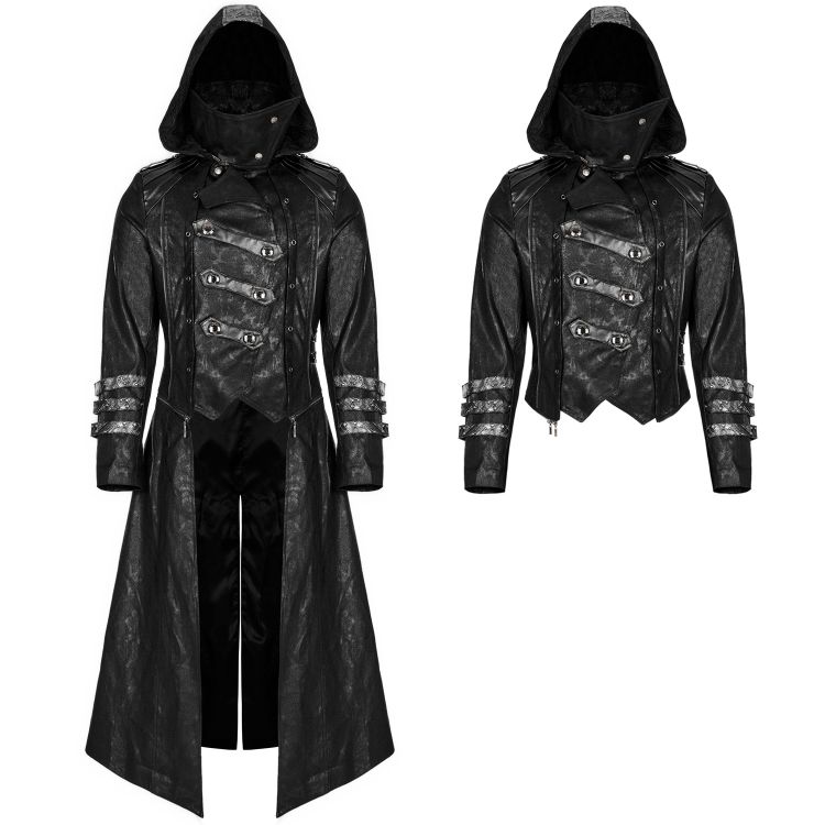 Black Hooded Scorpio Men's Jacket-Coat by Punk Rave • the dark store™